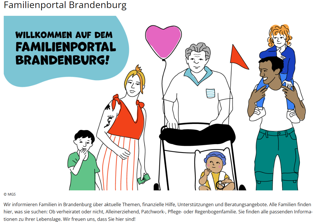 Bild der Startseite des Familienportals