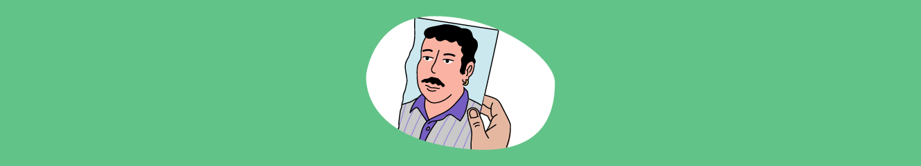 Illustration eines zerrissenen Fotos, das einen Mann zeigt