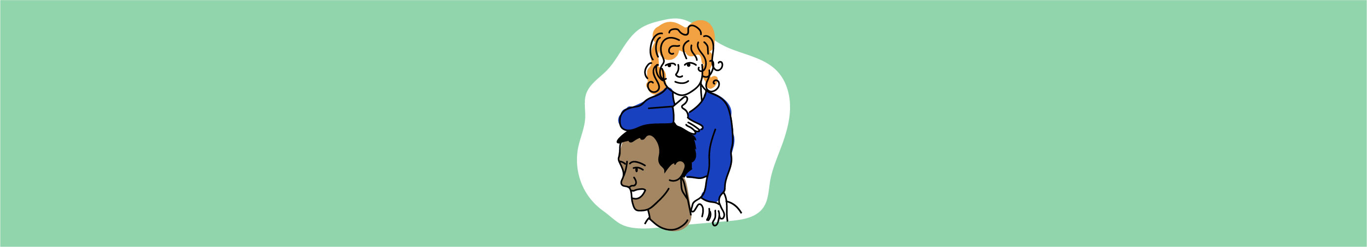 Illustration eines Vaters, der seine Tochter auf den Schultern trägt