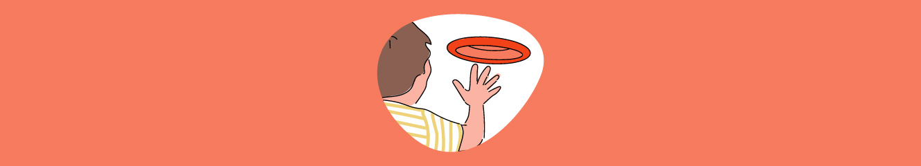 Illustration eines Jungen, der ein Frisbee wirft