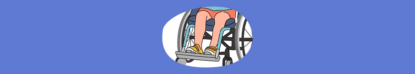 Illustration eines Kindes im Rollstuhl