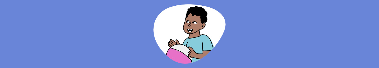 Illustration eines Kindes, das einen Ball hält