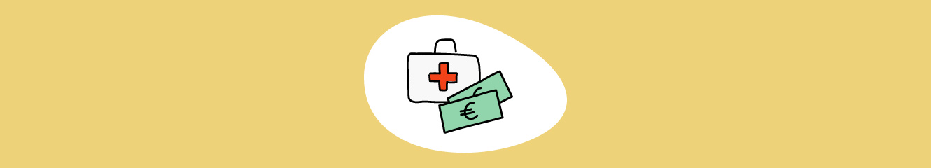 Illustration eines Arztkoffers und Geldscheinen