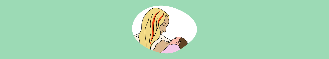 Illustration einer Mutter, die ein Baby hält