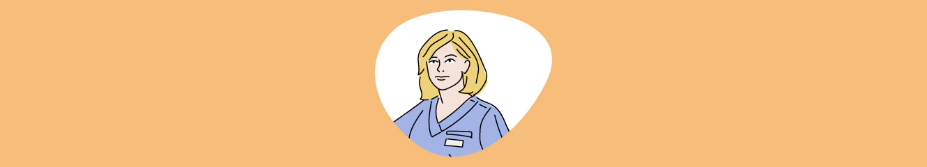 Illustration einer Frau im Kasack