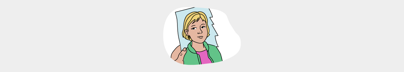 Illustration eines zerrissenen Fotos, das eine Frau zeigt