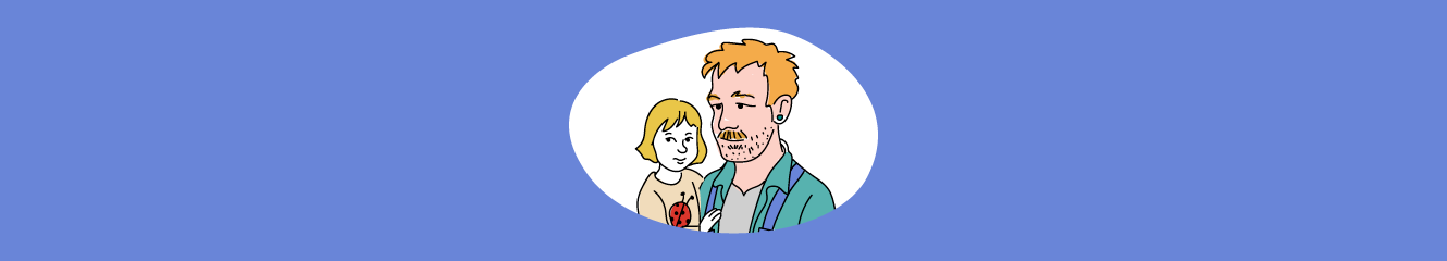 Illustration eines Vaters mit seinem Kind