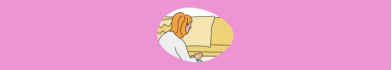 Illustration einer Frau vor einem Sofa