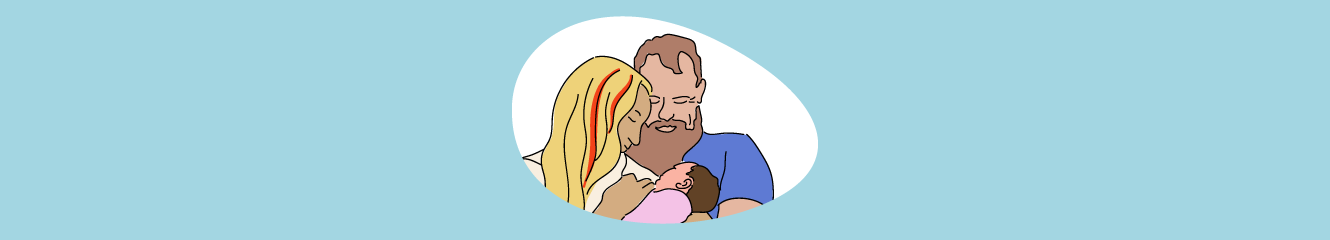 Illustration von Eltern mit einem Baby