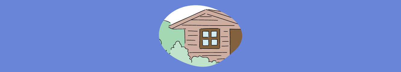 Illustration einer Holzhütte