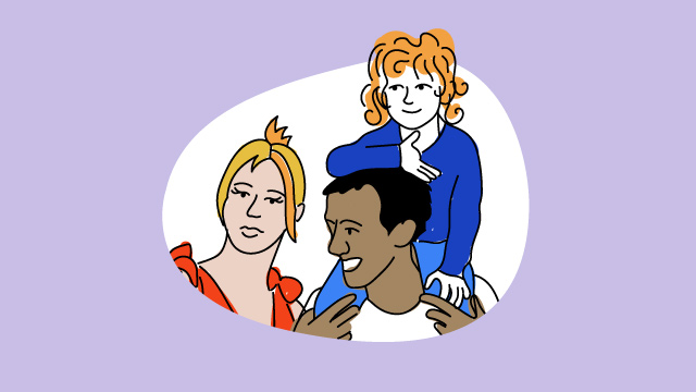 Illustration einer Familie mit einem Kind
