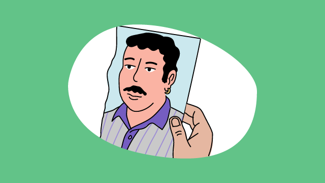 Illustration eines zerrissenen Fotos, das einen Mann zeigt