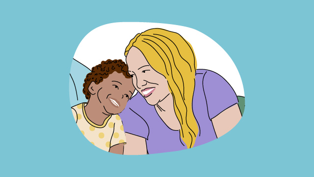 Illustration einer Frau mit einem Kind