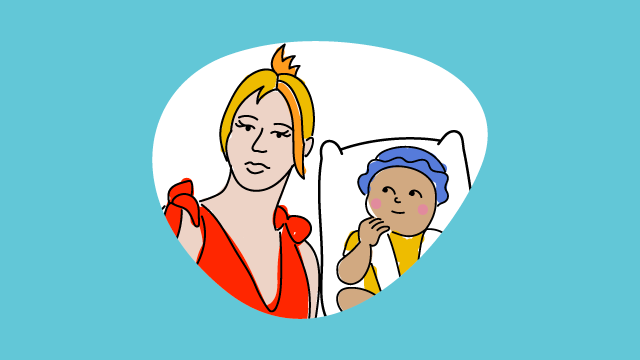 Illustration einer Mutter mit einem Baby