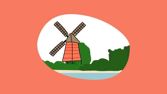 Illustration einer Mühle