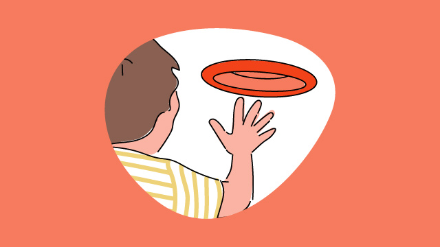 Illustration eines Jungen, der Frisbee wirft