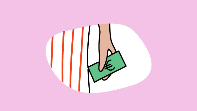 Illustration eines Geldscheins in einer Hand