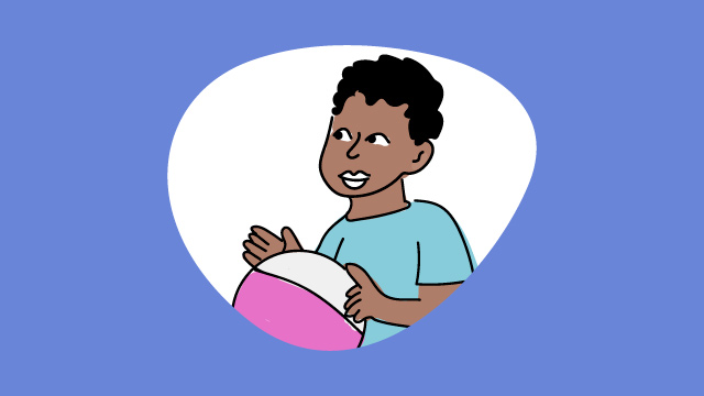 Illustration eines Kindes mit einem Ball