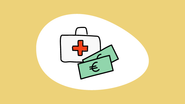 Illustration eines Arztkoffers und Geldscheinen