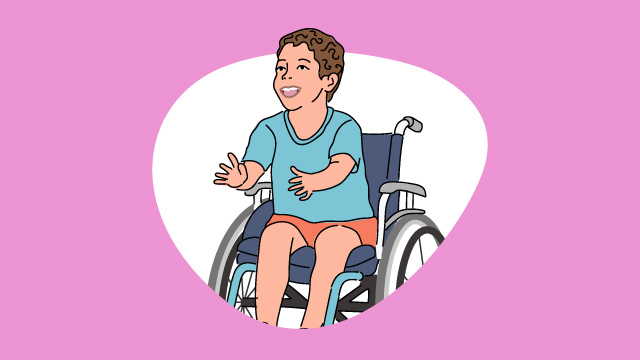 Illustration eines Jungen im Rollstuhl