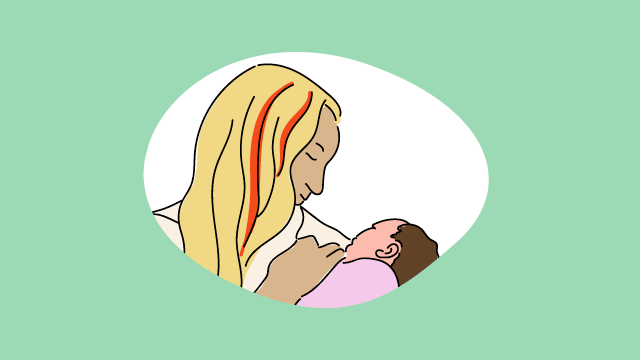 Illustration einer Mutter mit einem Baby
