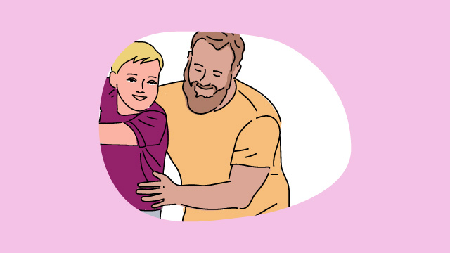 Illustration eines Jungen und seinem Vater