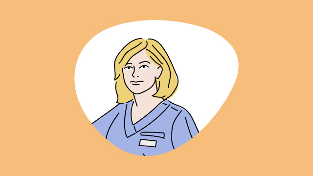 Illustration einer Frau im Kasack