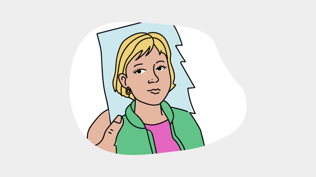 Illustration eines abgerissenen Fotos, auf dem eine Frau zu sehen ist