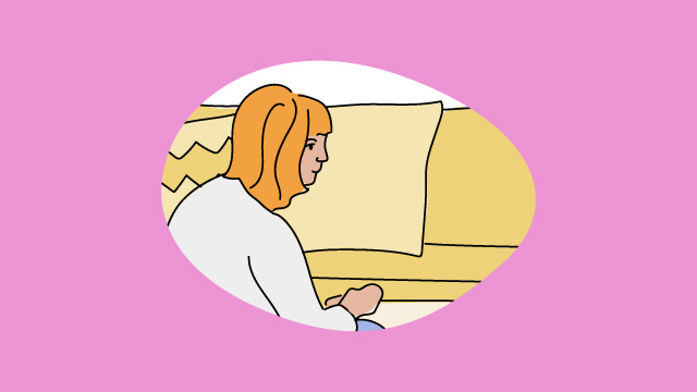 Illustration einer Frau vor einem Sofa