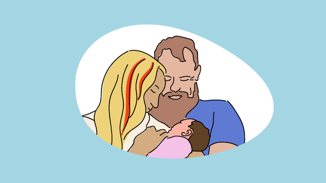 Illustration von Eltern mit einem Baby