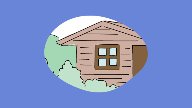 Illustration einer Holzhütte